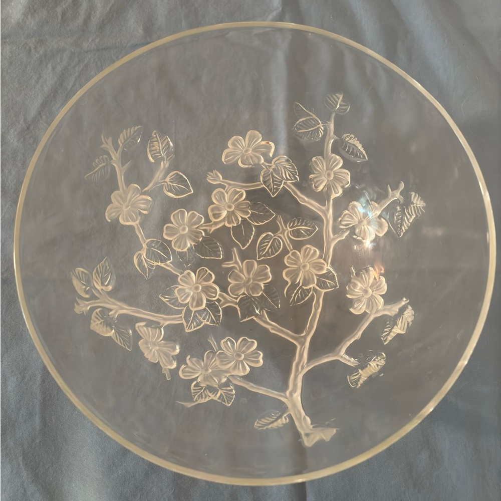 Floral Etched Crystal Bowl